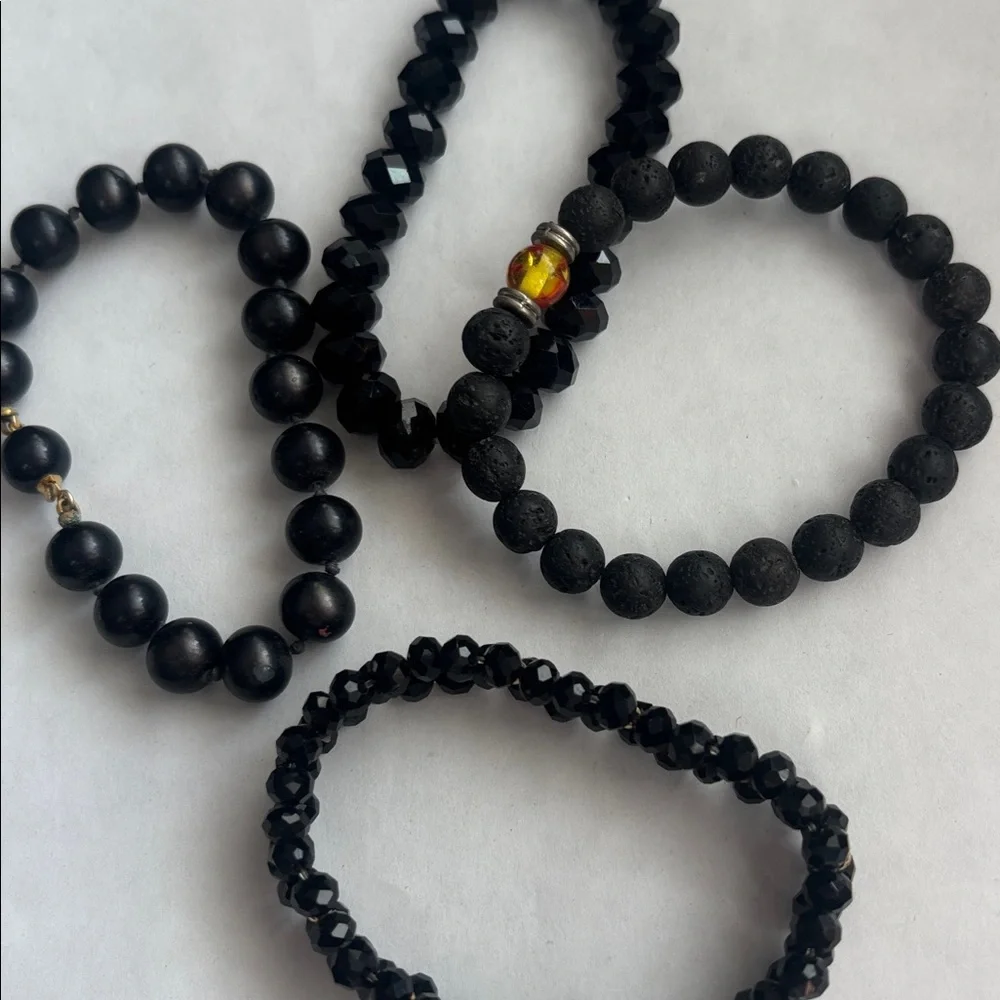 Set of Black Beaded Bracelets - Picture 7 of 7